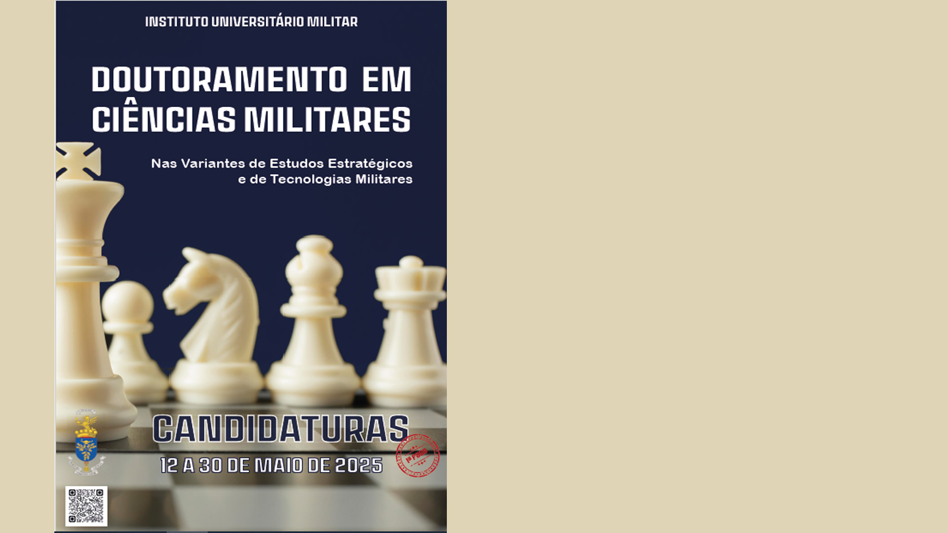 Abertura de Candidaturas ao Doutoramento em Ciências Militares nas Variantes de Estudos Estratégicos e de Tecnologias Militares